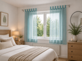 petit rideaux en voile turquoise