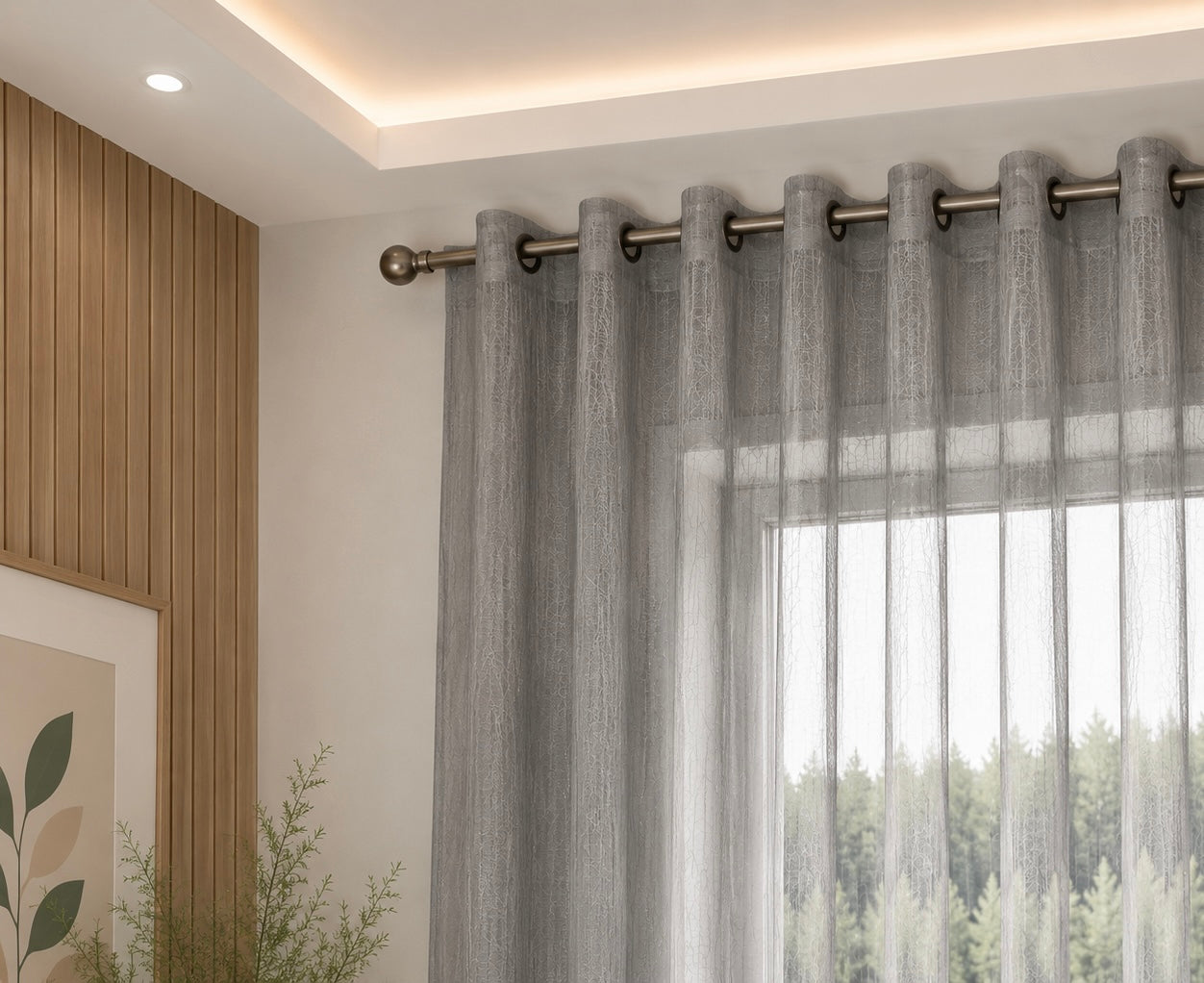 rideaux en voile gris foncé