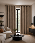 Rideaux occultants aspect lin taupe