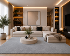 Tapis salon gris clair Shaggy à poils longs NAVARRA