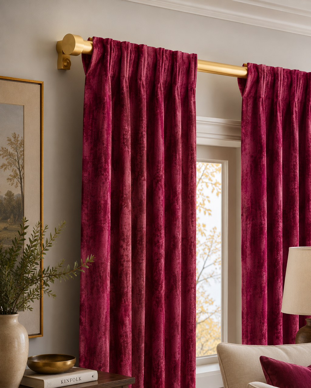 Rideaux en velours rouge bordeaux