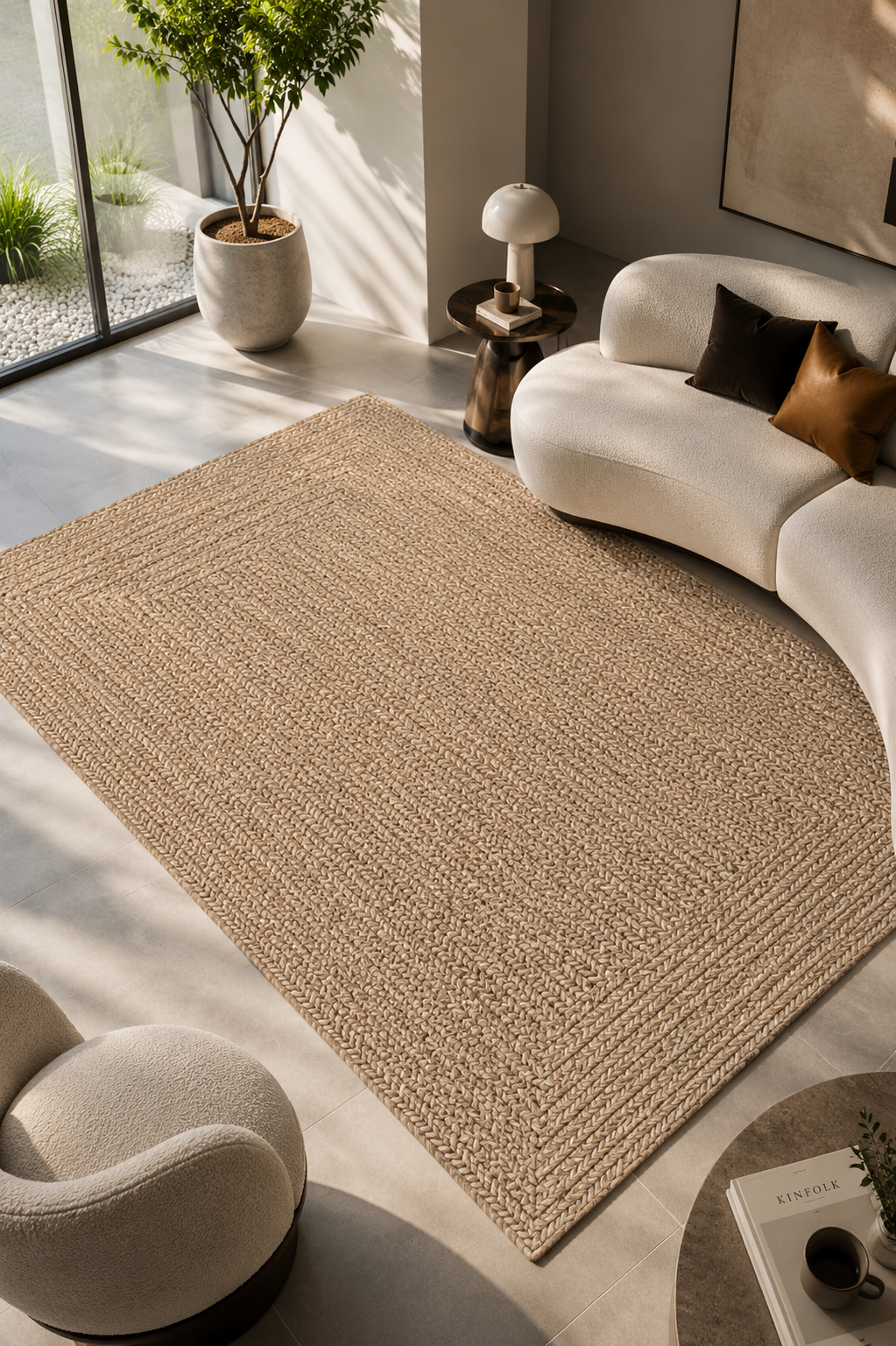 tapis tissé design rectangle  marron ZIZUR pour salon