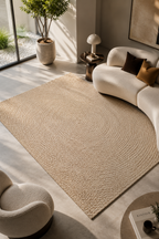 tapis tissé rond beige ZIZUR pour salon