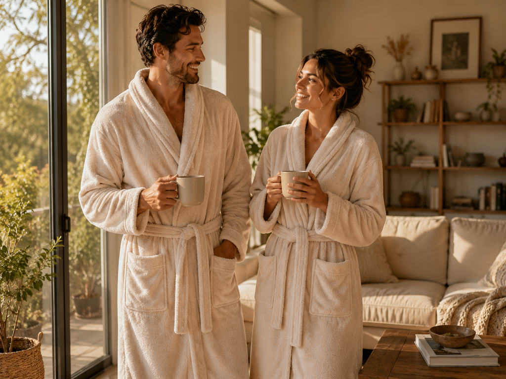 robe de chambre beige homme & femme