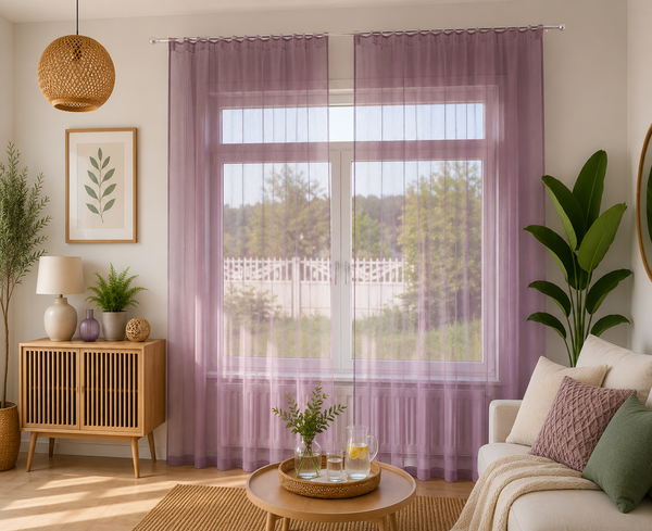 rideaux en voile violet