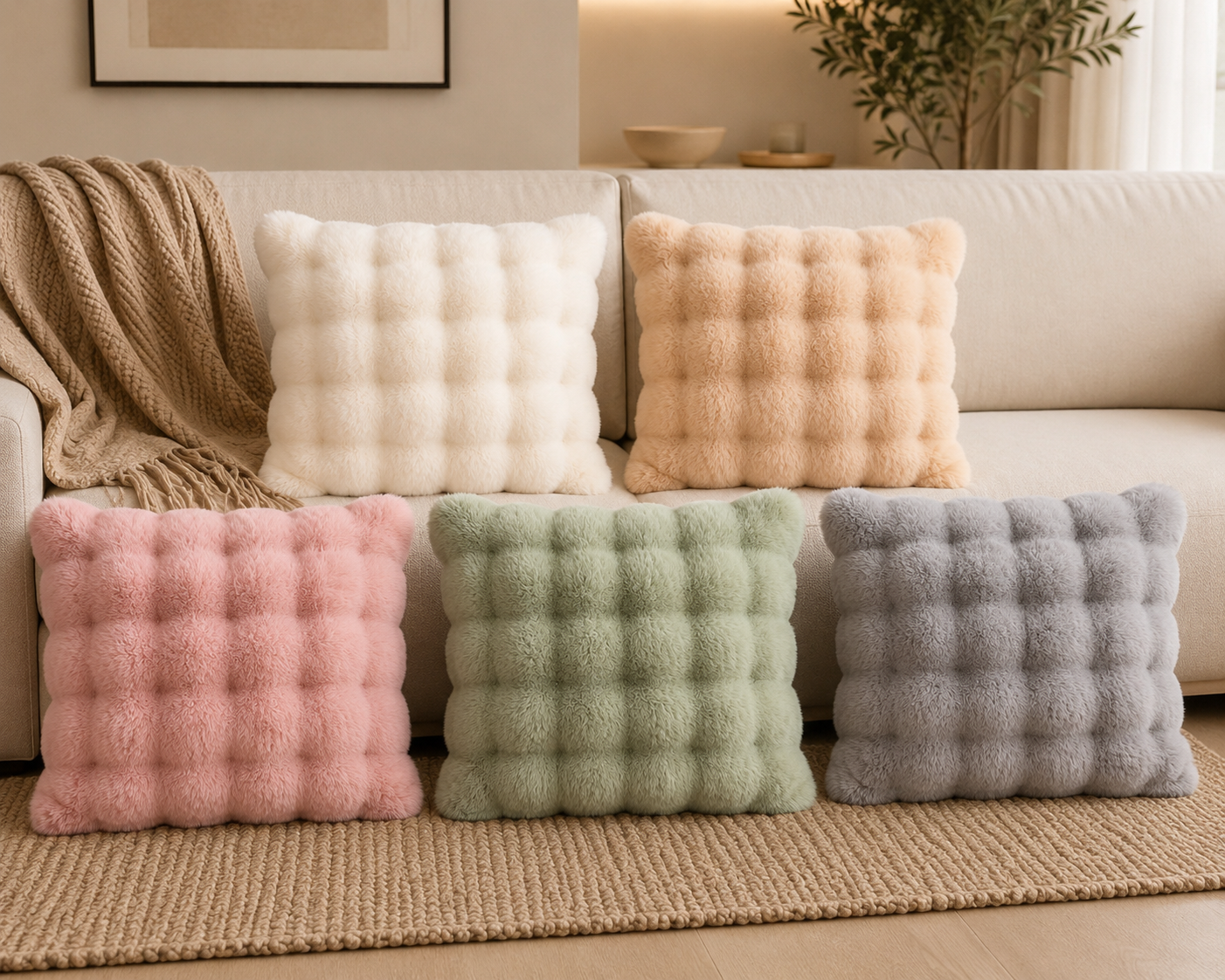 housse et coussin canapé en peluche