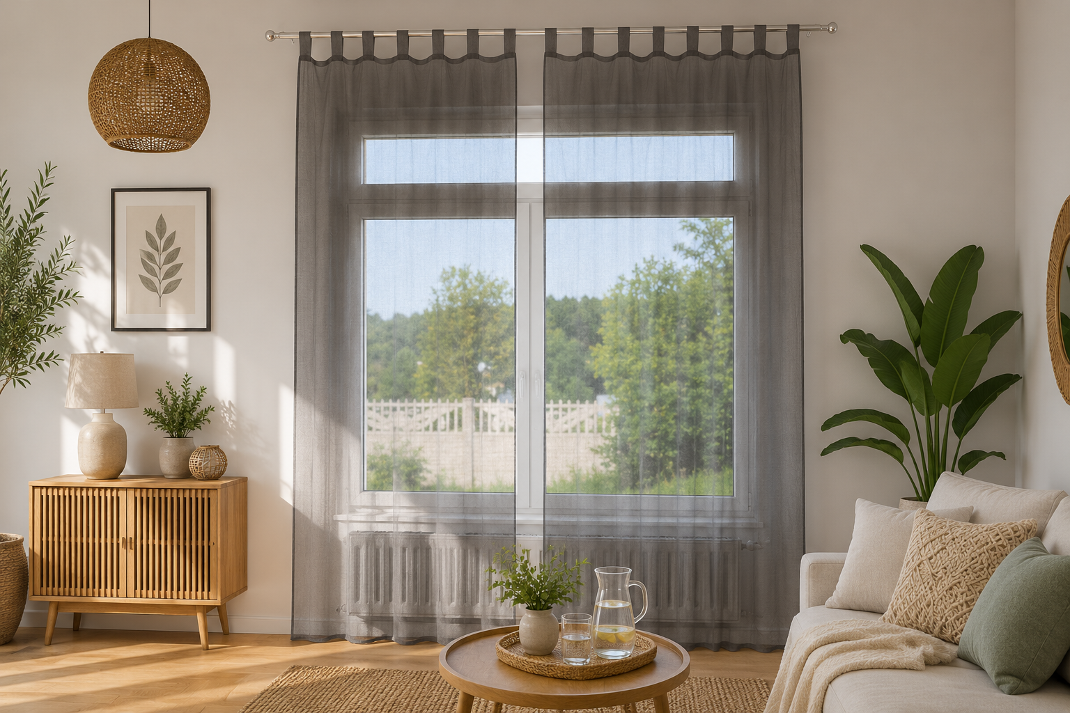 rideaux en voile gris foncé