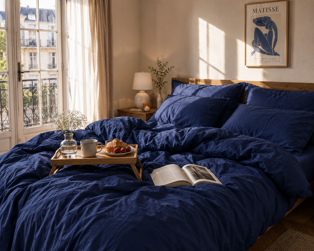 housse de couette bleu