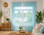 rideaux en voile turquoise