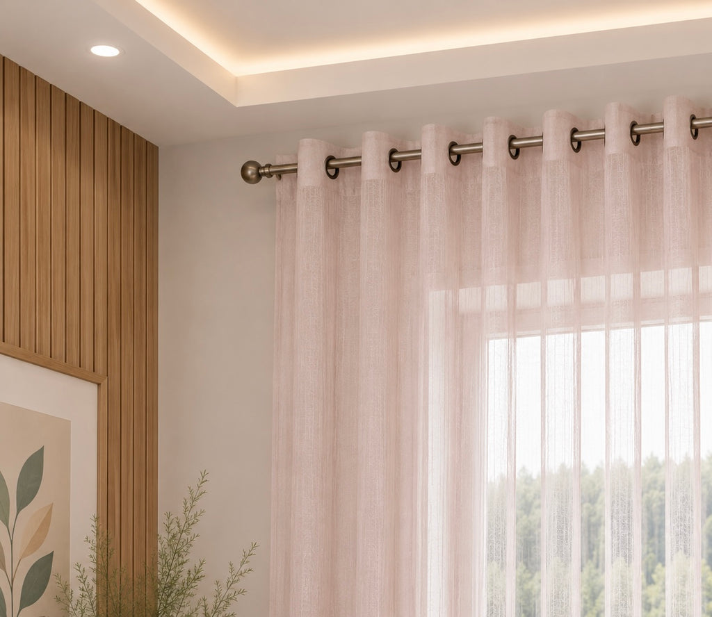 rideaux en voile rose clair