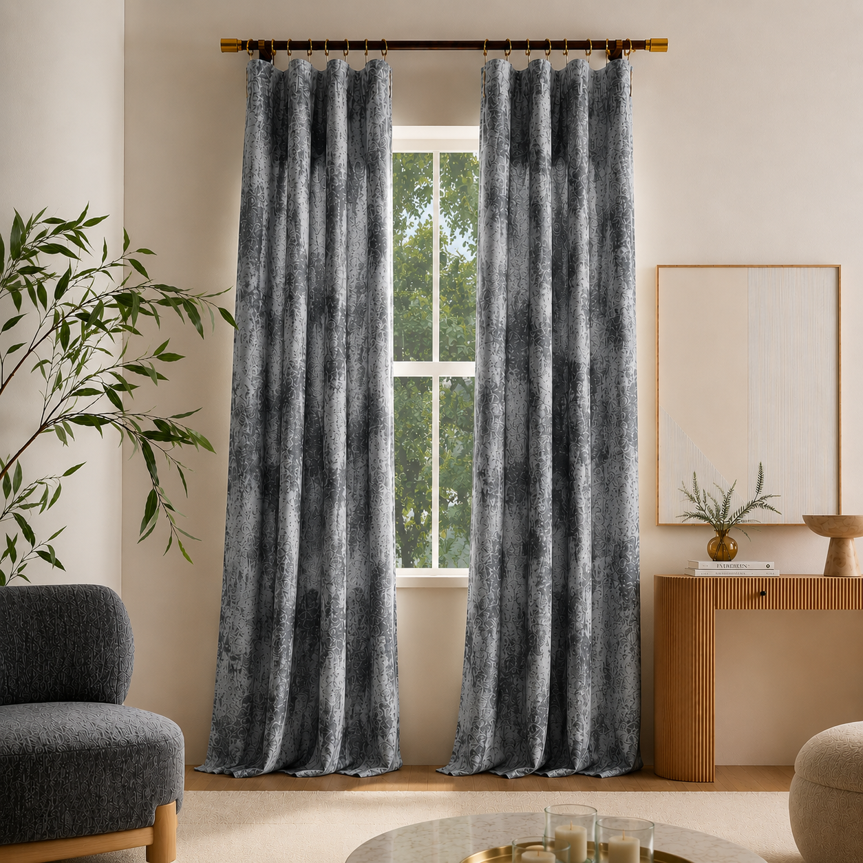 rideaux velours gris