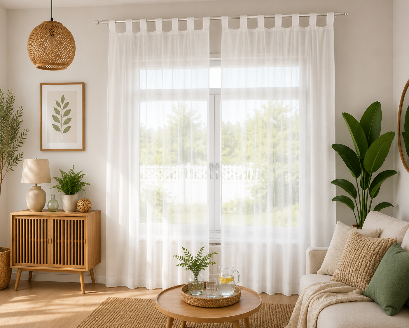 rideaux en  voile blanc