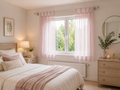 petit rideaux en voile rose