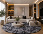 Tapis salon gris foncé Shaggy à poils longs NAVARRA