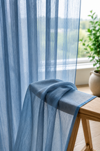 petit rideaux en voile bleu royal