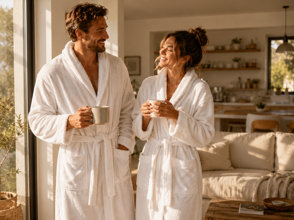 robe de chambre blanc homme & femme