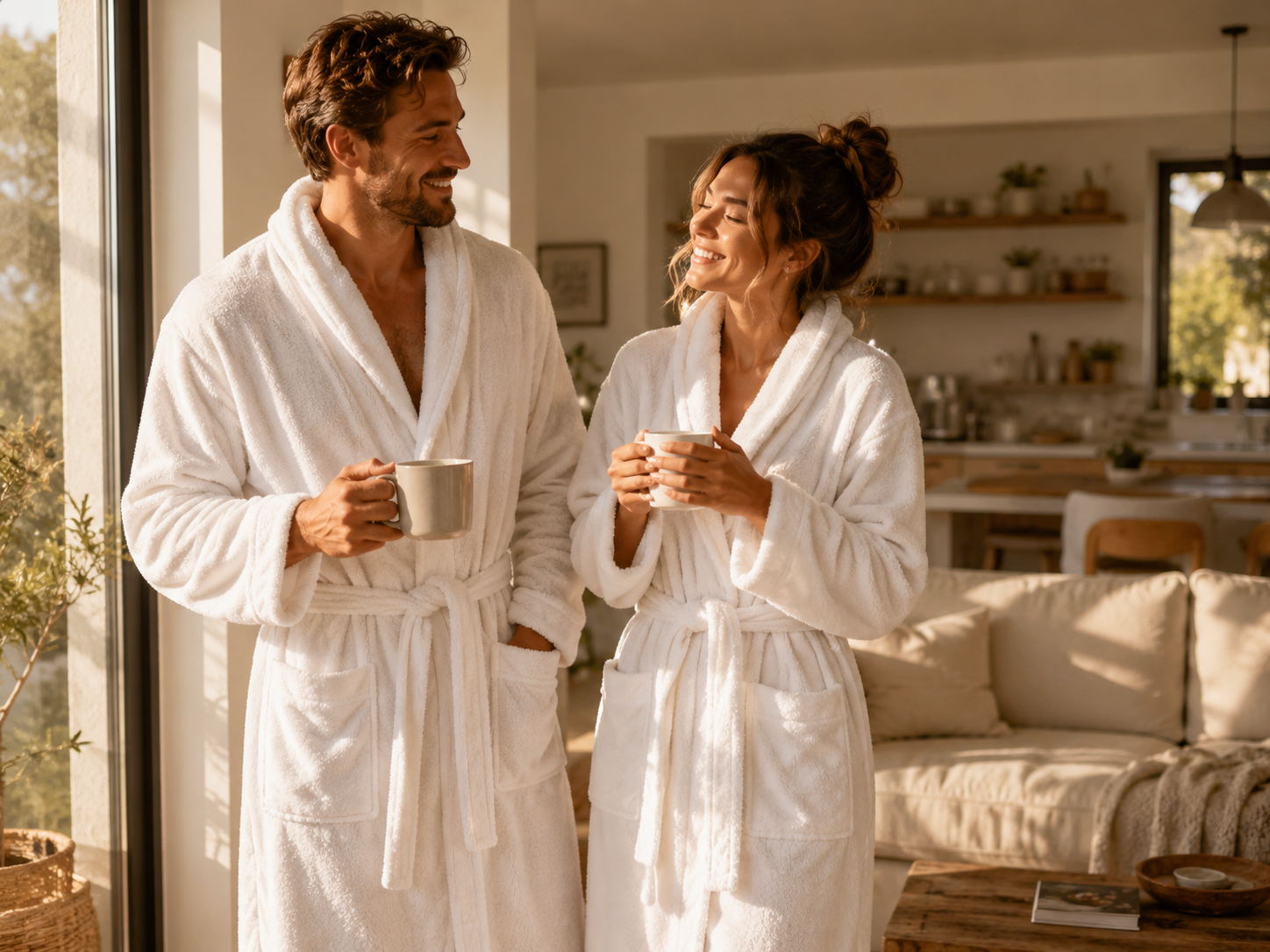 robe de chambre blanc homme & femme