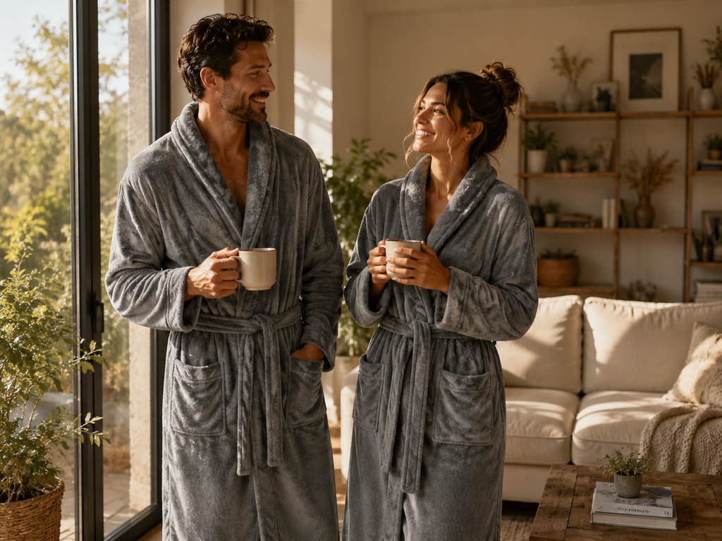 robe de chambre gris foncé homme & femme