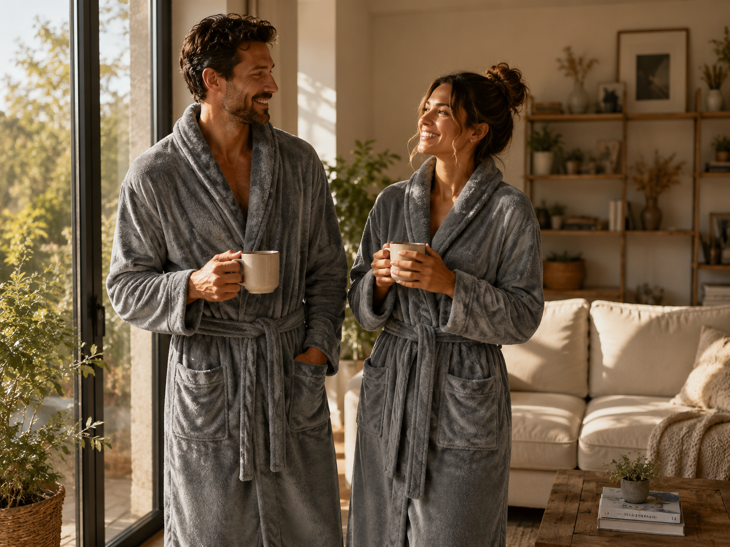 robe de chambre gris foncé homme & femme