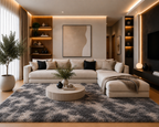 Tapis salon gris foncé Shaggy à poils longs NAVARRA
