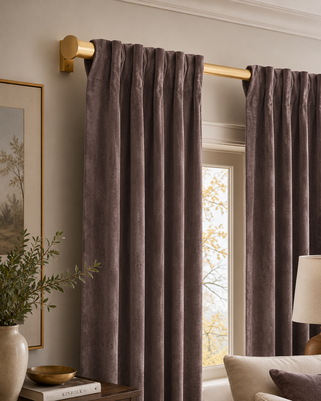 rideaux velours marron