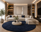 Tapis salon bleu marine Shaggy à poils longs NAVARRA