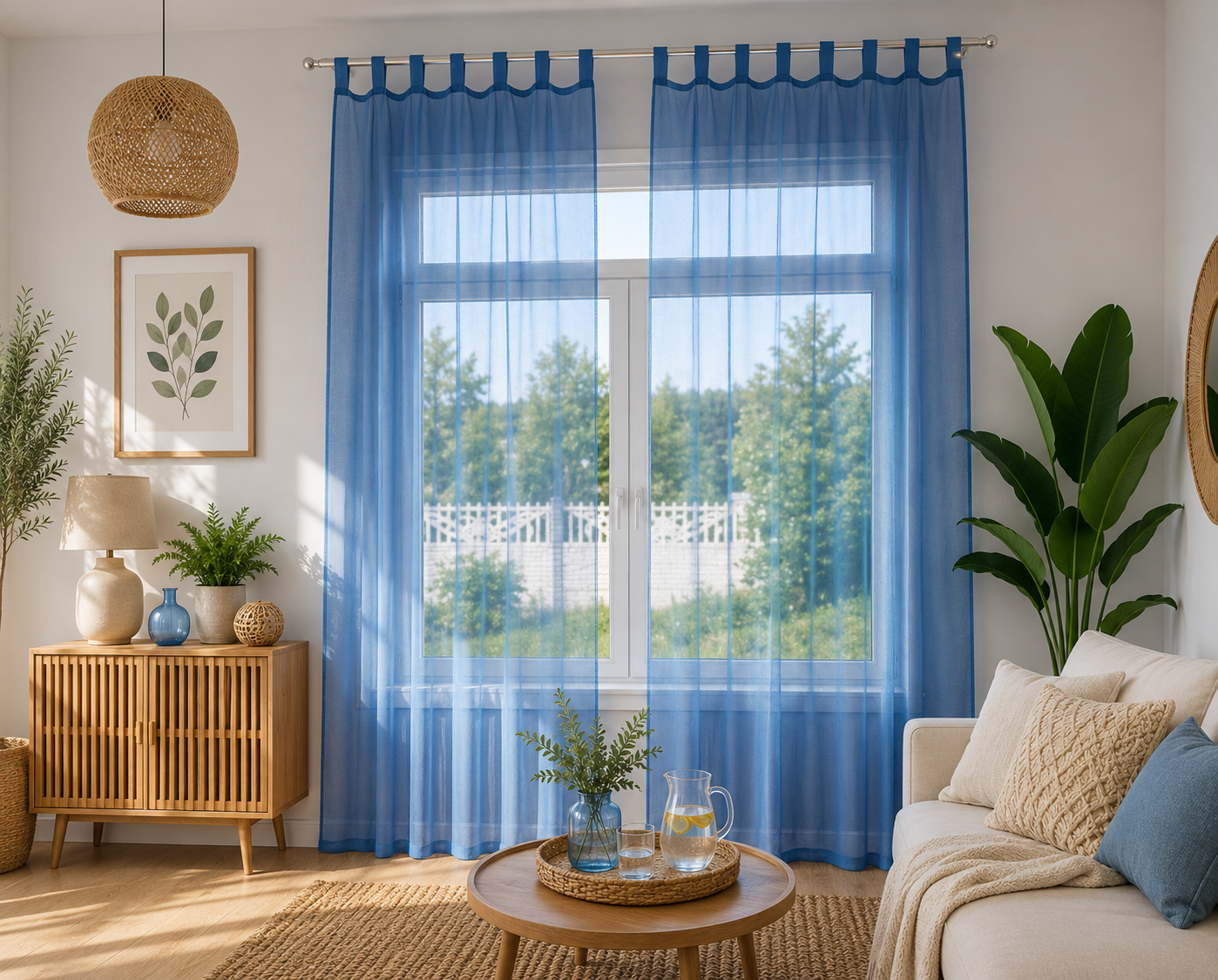 rideaux en voile bleu royal
