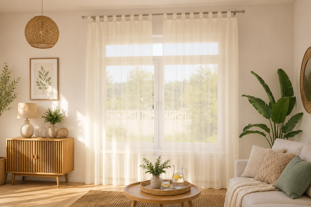 rideaux en voile crème