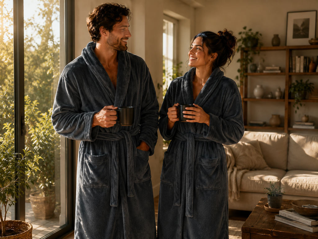 robe de chambre bleu marine homme & femme