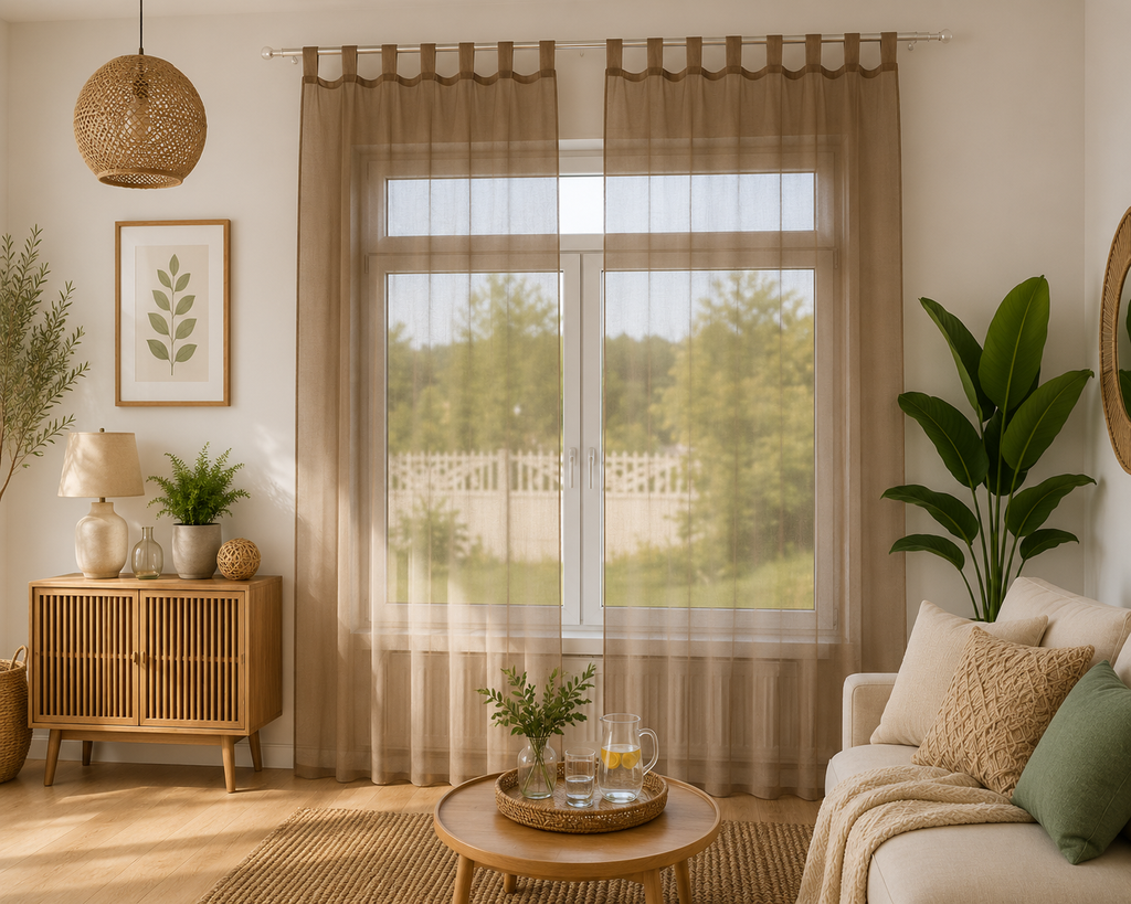 rideaux en voile marron clair