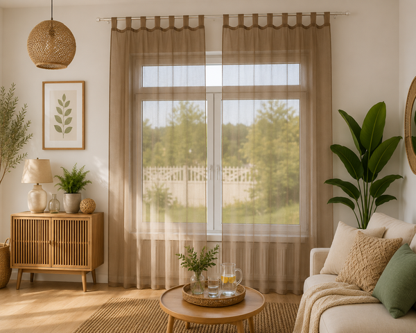 rideaux en voile marron clair