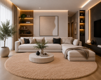 Tapis salon beige Shaggy à poils longs NAVARRA