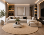 Tapis salon beige Shaggy à poils longs NAVARRA