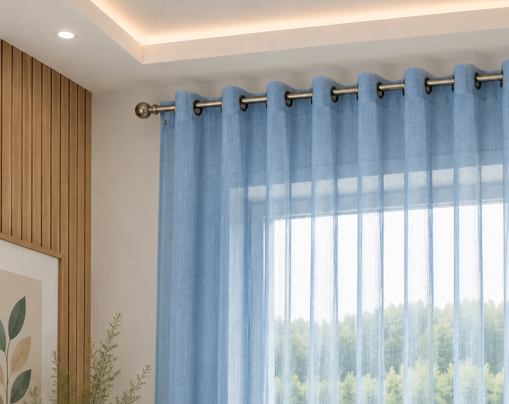 rideaux en voile bleu royal