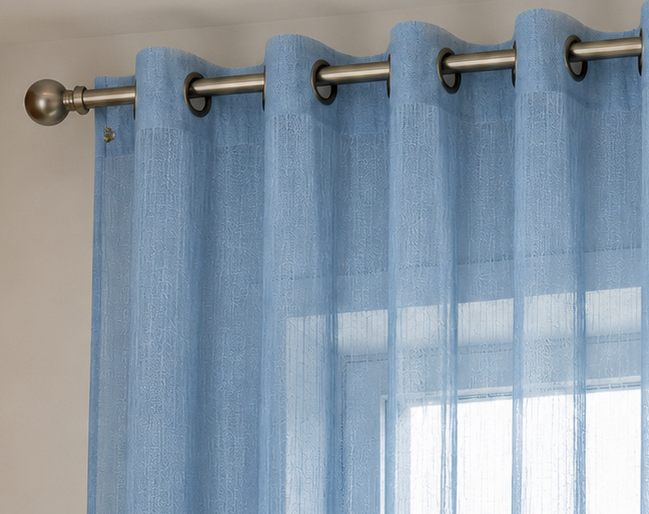 petit rideaux en voile bleu royal