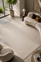 tapis tissé design cercle crème ZIZUR pour salon