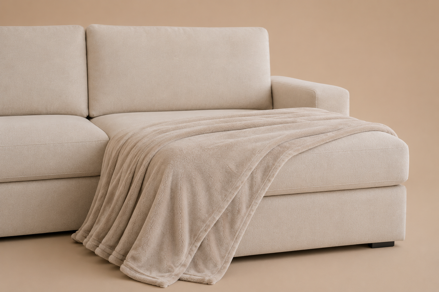 plaid canapé beige