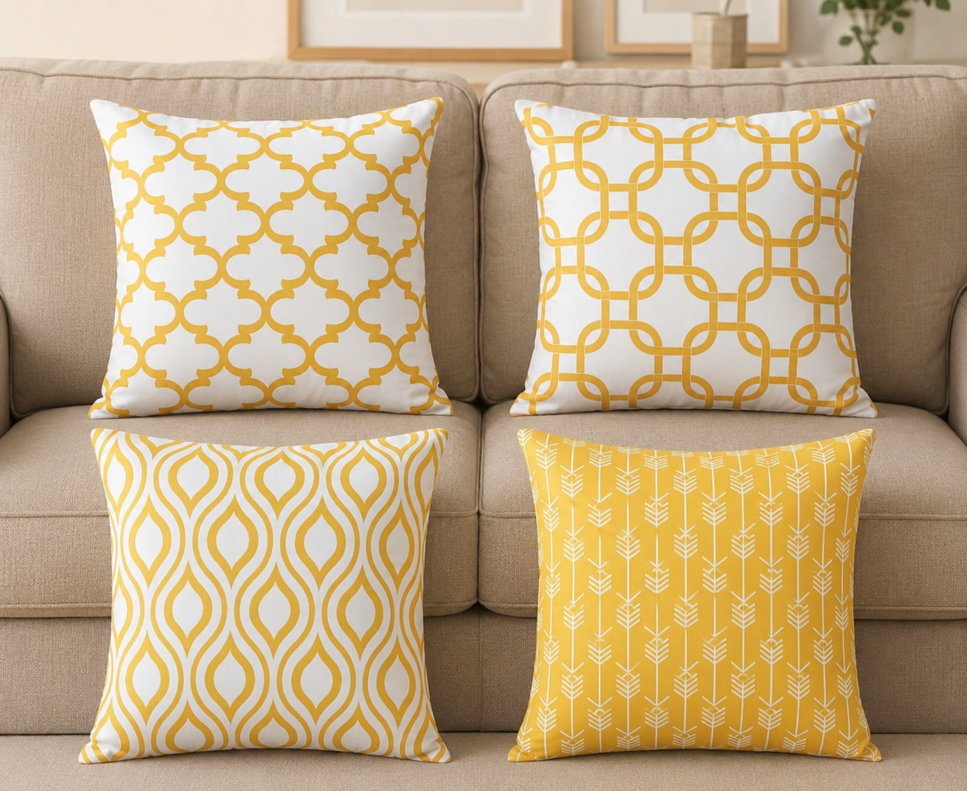 lot de 4 Housses de coussin décoratives de couleur unie