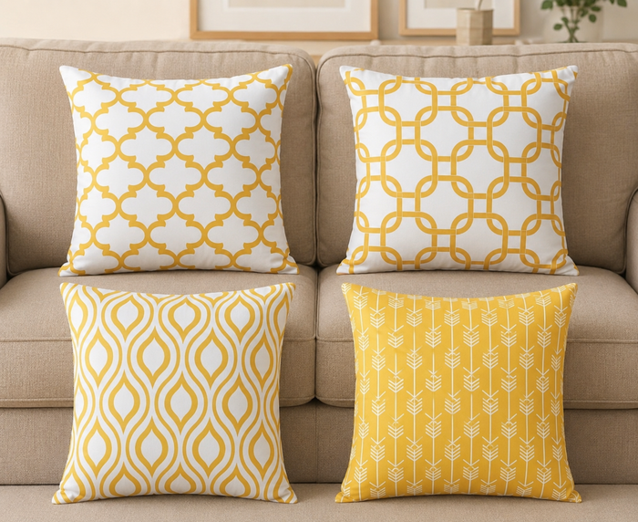 lot de 4 Housses de coussin décoratives de couleur unie