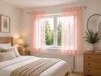 petit rideaux en voile rose clair