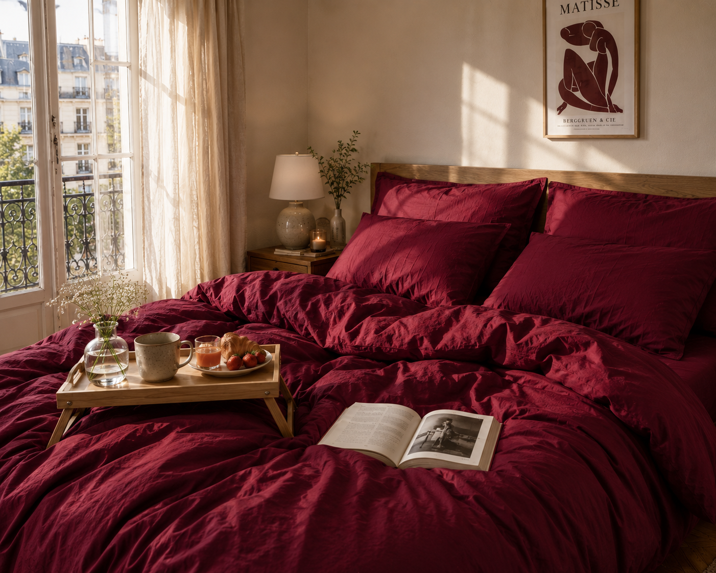 housse de couette rouge bordeaux