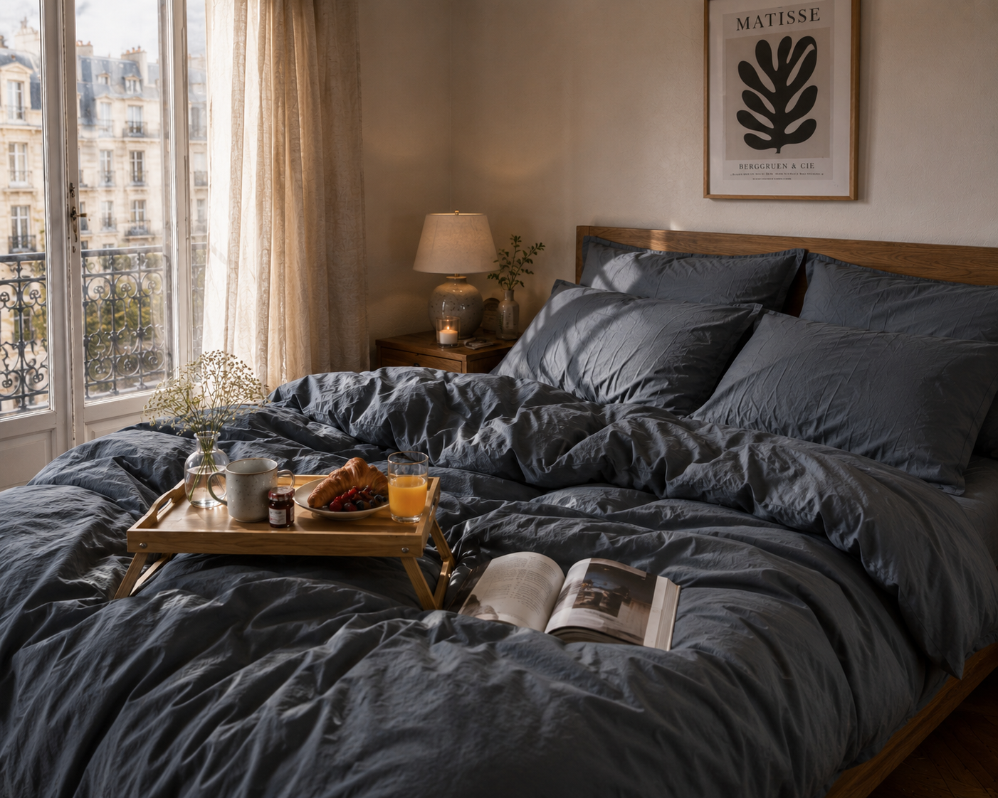 housse de couette gris foncé