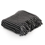 plaid canapé coton à chevrons noir