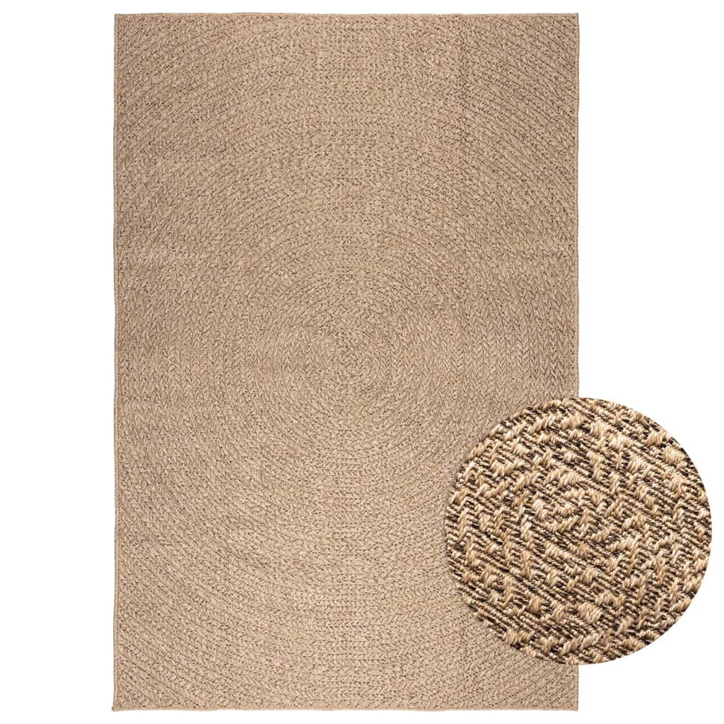 tapis tissé marron  design cercle ZIZUR pour salon