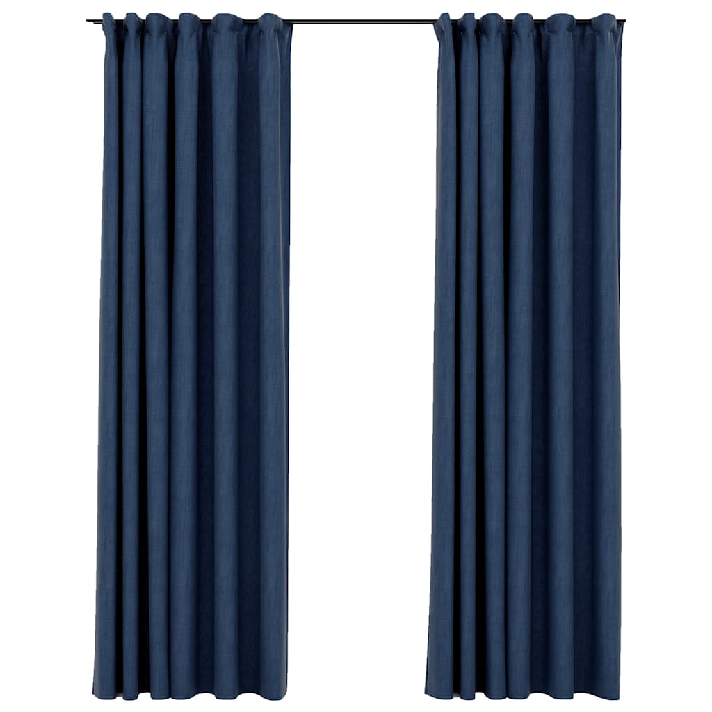 Rideaux occultants aspect lin bleu