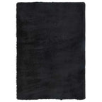 Tapis salon noir Shaggy à poils longs NAVARRA