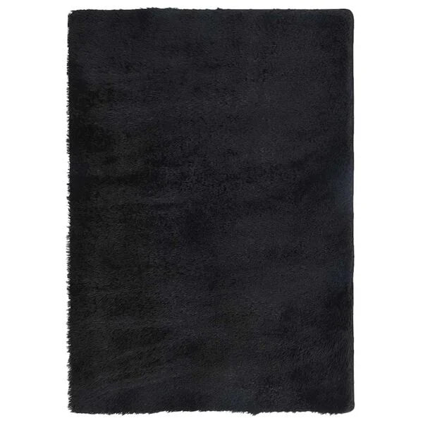 Tapis salon noir Shaggy à poils longs NAVARRA