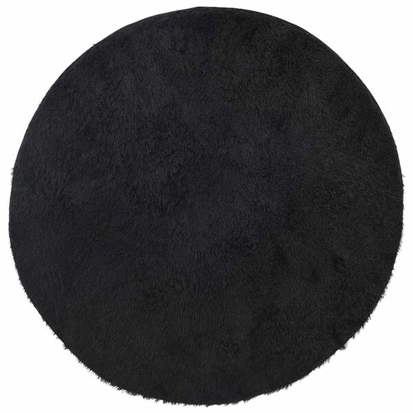 Tapis salon noir Shaggy à poils longs NAVARRA