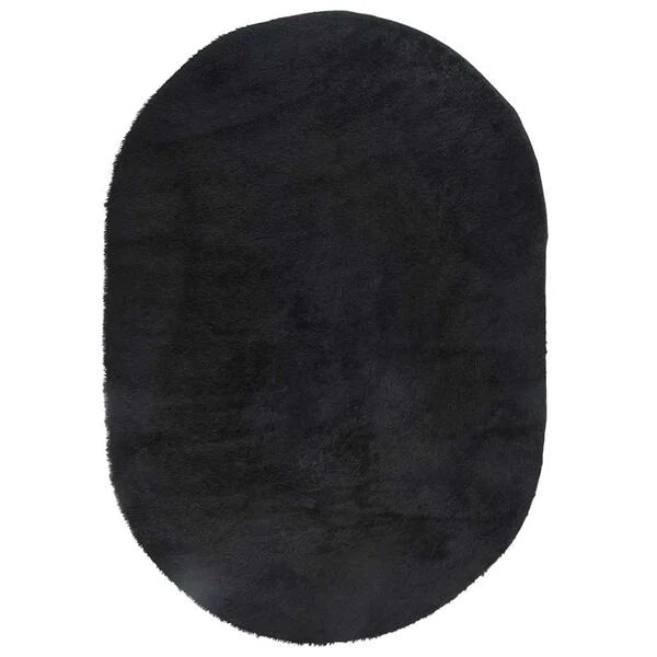 Tapis salon noir Shaggy à poils longs NAVARRA