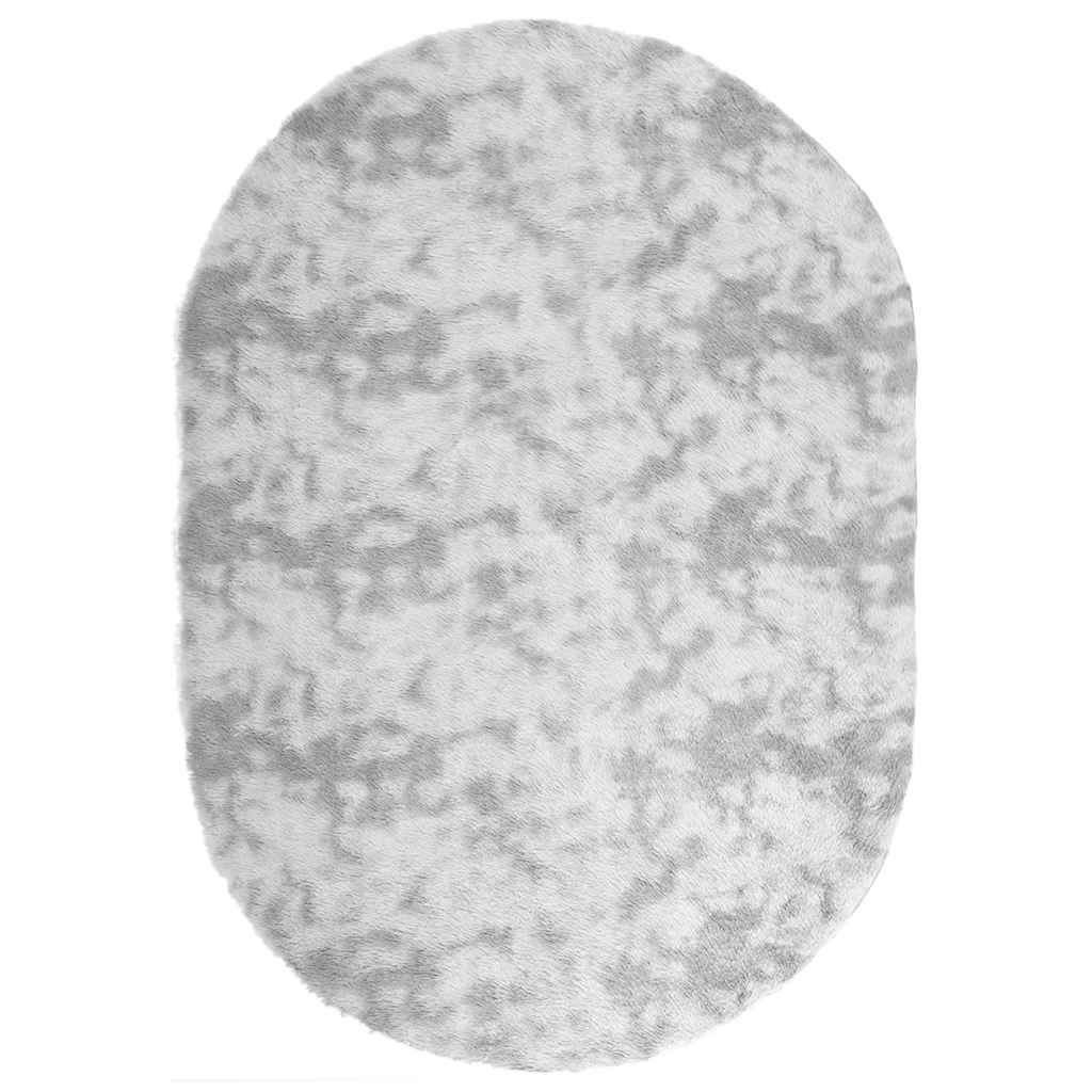 Tapis salon gris argenté Shaggy à poils longs NAVARRA